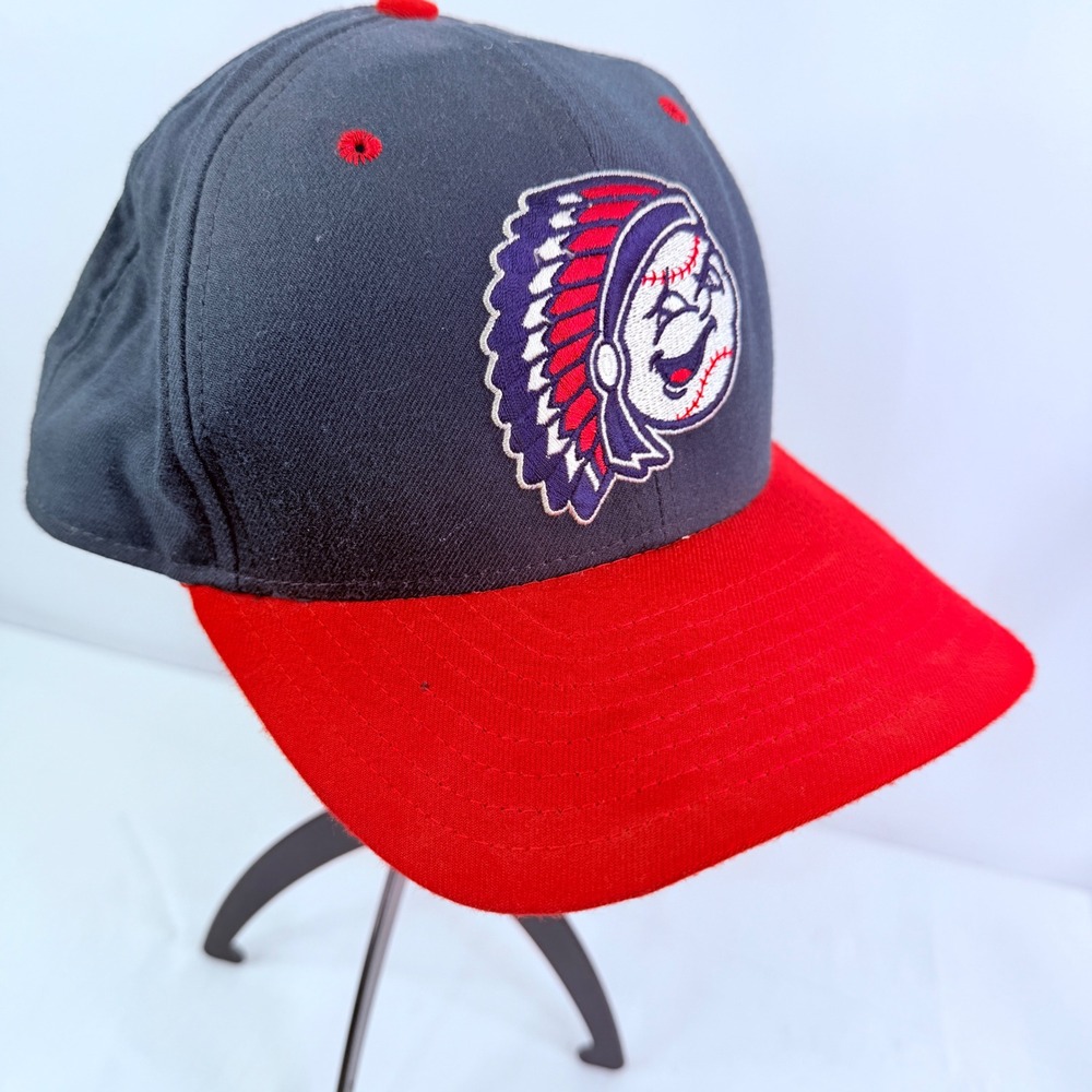 Vintage Peoria Chiefs New Era Snapback Hat MiLB Baseball Cap Navy Red Made USA